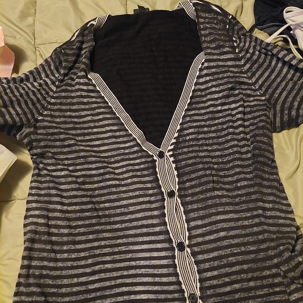 Torrid Grey Striped Long Line cardigan lightweight